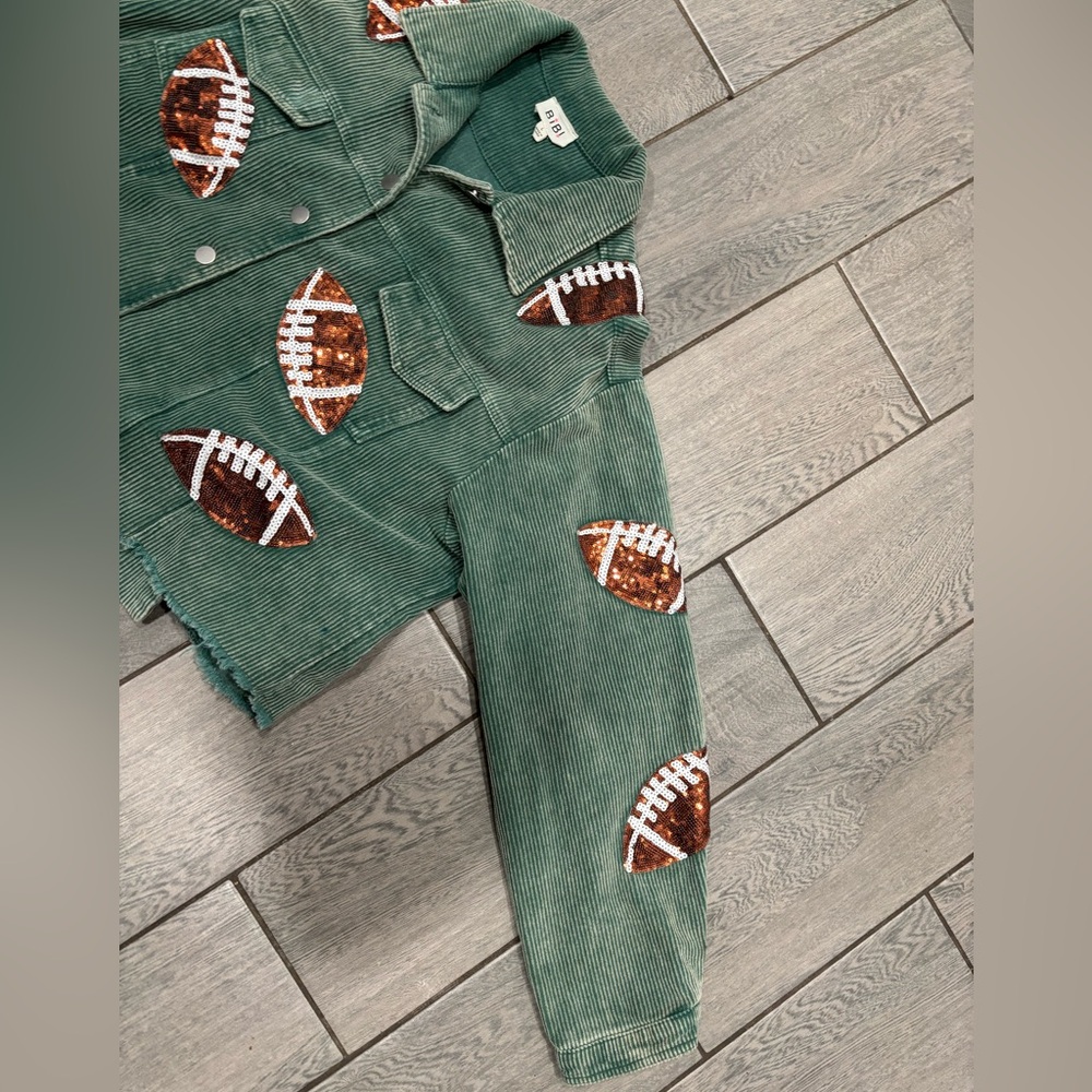 Sequined corduroy football jacket Size Large 100% Cotton - Picture 6 of 9